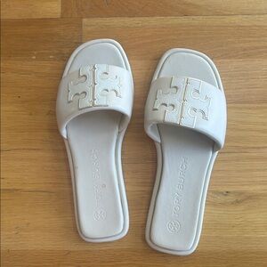 Tory Burch Cream Slide Sandals